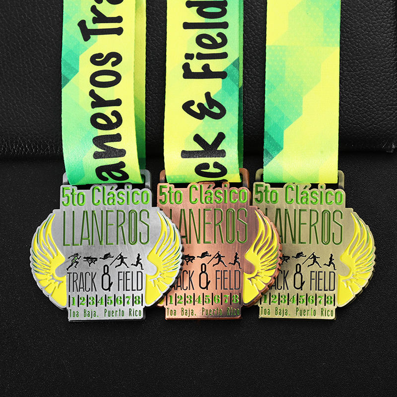 Custom Metal Sports Puerto Rico Track Field High Jump Hurdles Javelin Running Medals