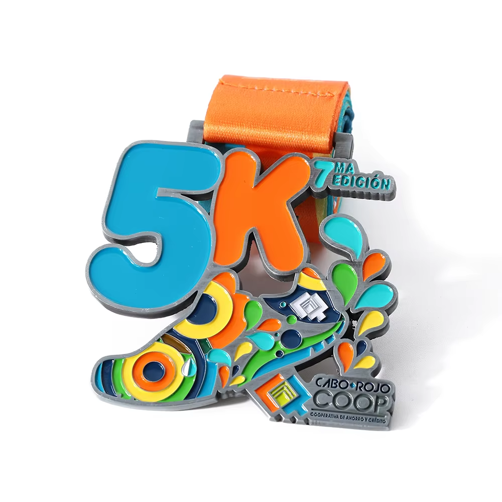 Hollow Design High Quality Custom Metal First Place Marathon Ribbon 5k 10k Running Athletics Medals