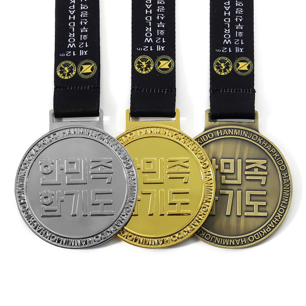 Custom Metal Gold Silver Bronze World Championships Korean Medal