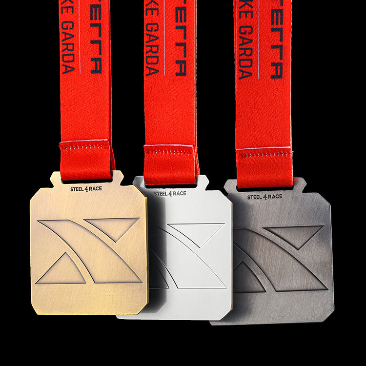Custom Metal square Shape Embossed Design Lake Italy Medals