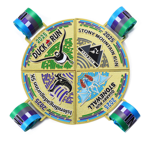 Personalized Medalla Metal Custom Medals Puzzle Triathlon Running Swimming Cycling Sports Award 4pieces Combination Medal