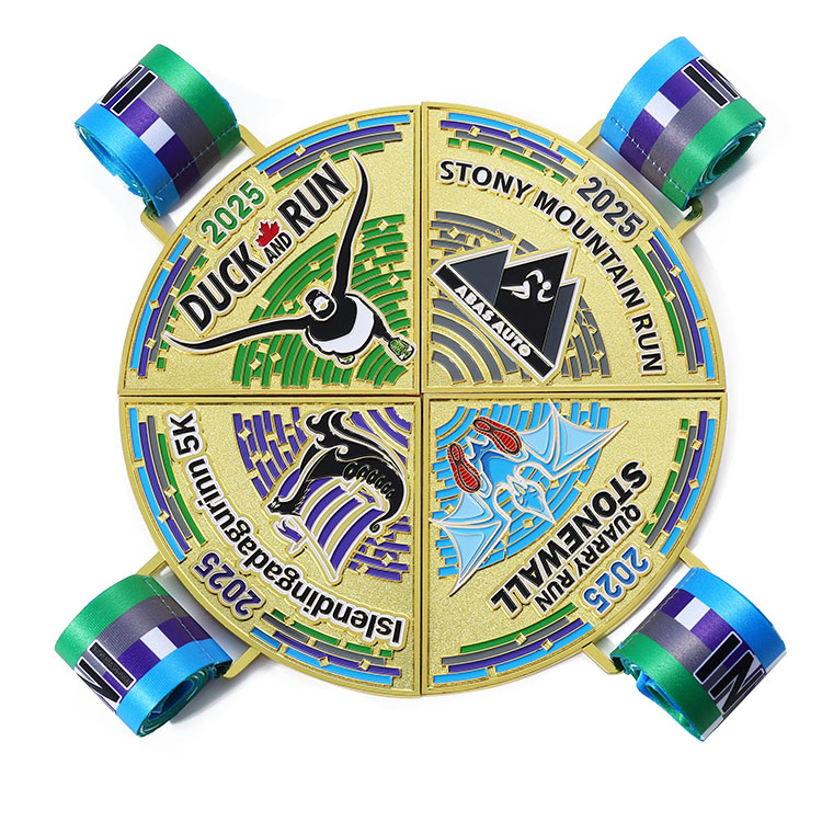 Personalized Medalla Metal Custom Medals Puzzle Triathlon Running Swimming Cycling Sports Award 4pieces Combination Medal