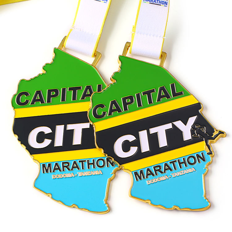 Capital Map City Tanzania Dodoma Marathon Running Gold Medal Price