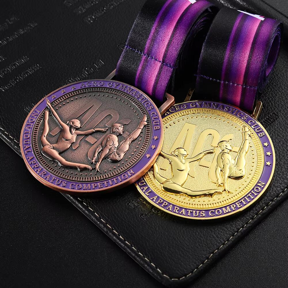 Dance Race Award Sport Rythmic Embossed 3d Custom Metal Gold Gymnastics Medals
