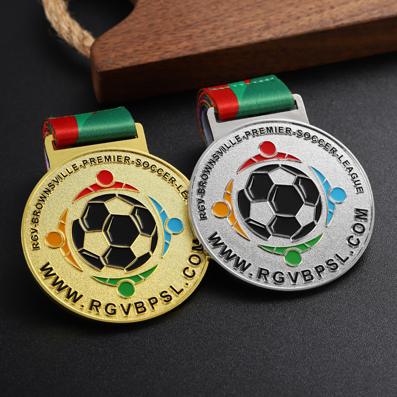 Metal Sports Body Around Silver Gold Enamel Football Medal Medals