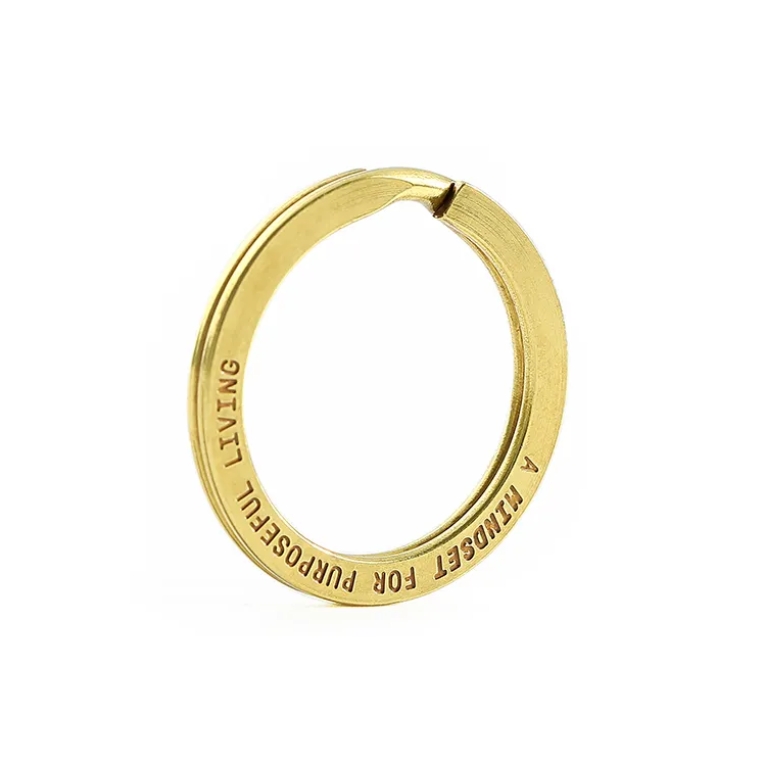 25mm 30mm Round DIY Flat Custom logo Metal Engraved Laser Stainless Steel Gold Plated Brass Split Key Ring