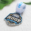 Customizable HOOP Dallas All - Star Colorful Enamel Basketball Medal with White Ribbon