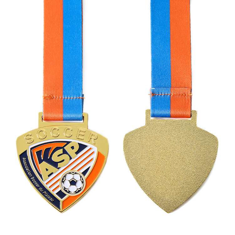 Custom Wholesale Gold Metal Football Soccer 3d Medal With Ribbon