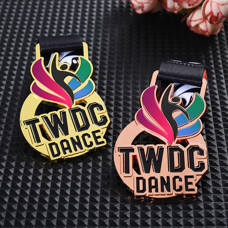 Custom Logo Letter Enamel Zinc Alloy Metal Medals Sports Metal Gold Copper 2d 3D Dancing Dance Medal