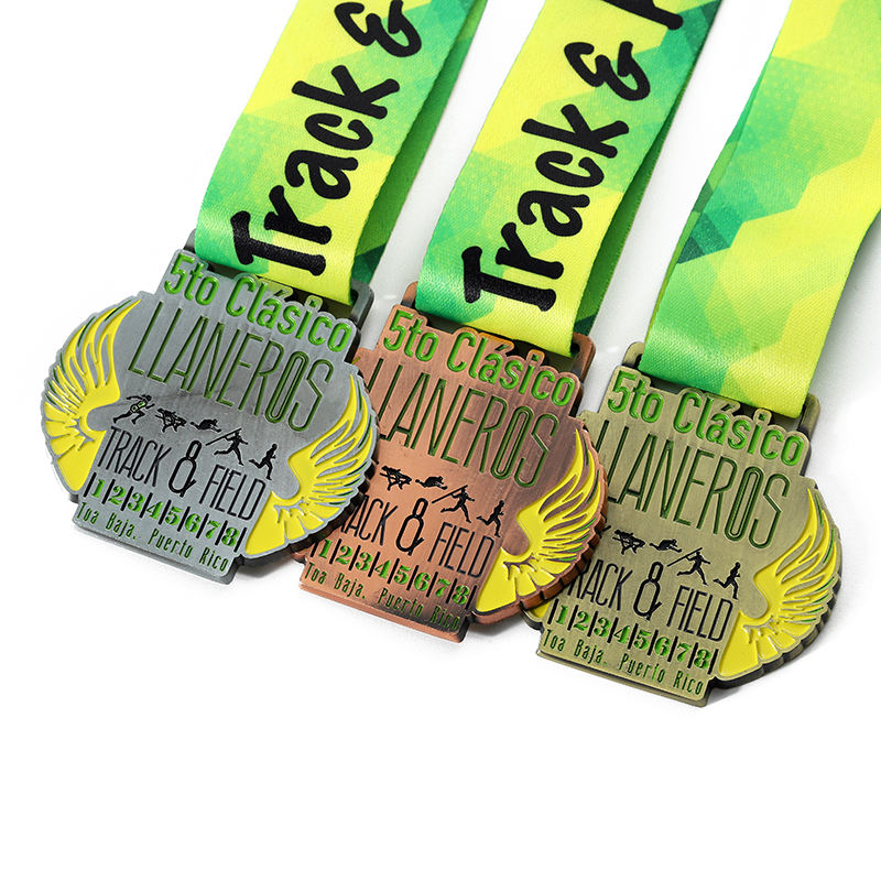 Custom Metal Sports Puerto Rico Track Field High Jump Hurdles Javelin Running Medals