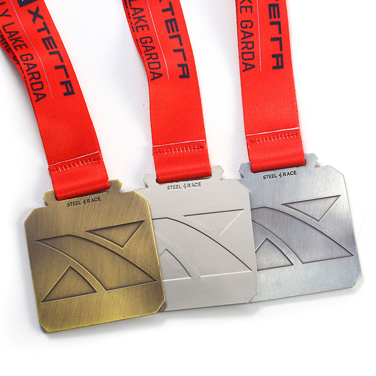 Custom Metal square Shape Embossed Design Lake Italy Medals