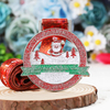 Custom Zinc Alloy Soft Enamel Hollow Shape Design Glitter Metal Santa Souvenir Christmas Medal