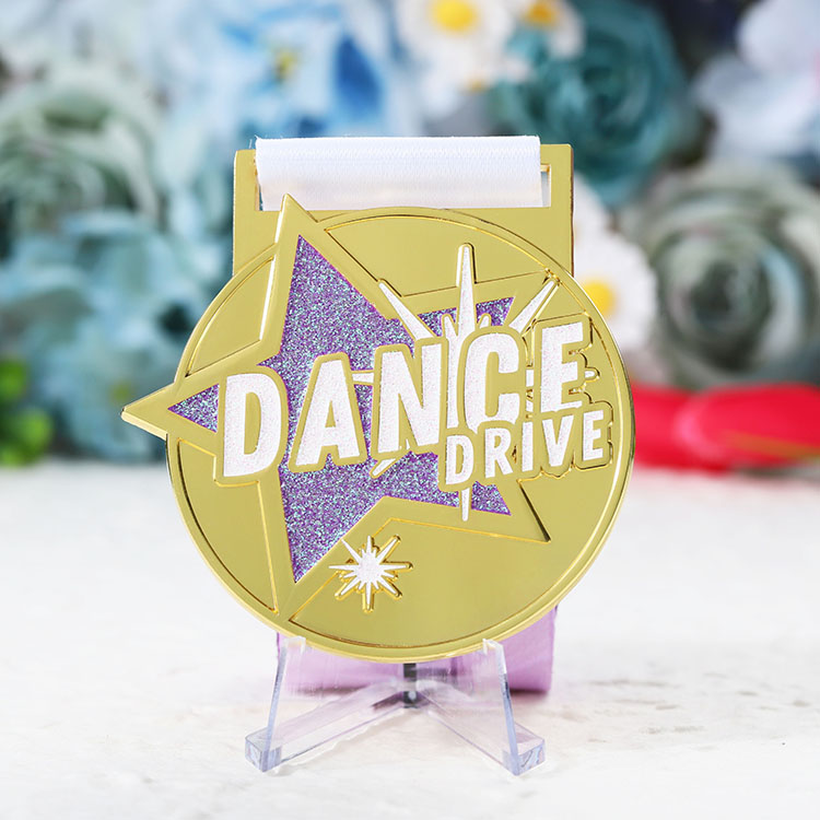 Design Your Own Sports Award Glitter Star Competition 2025 Dance Rhythmic Artistic Gymnastics Medals Race Medal with Neck Ribbon