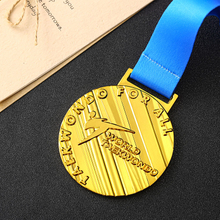 Custom Metal 3d Gold Plated Taekwondo Medals With Ribbon