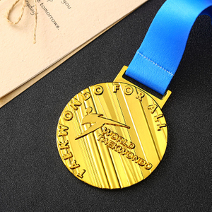 Custom Metal 3d Gold Plated Taekwondo Medals With Ribbon