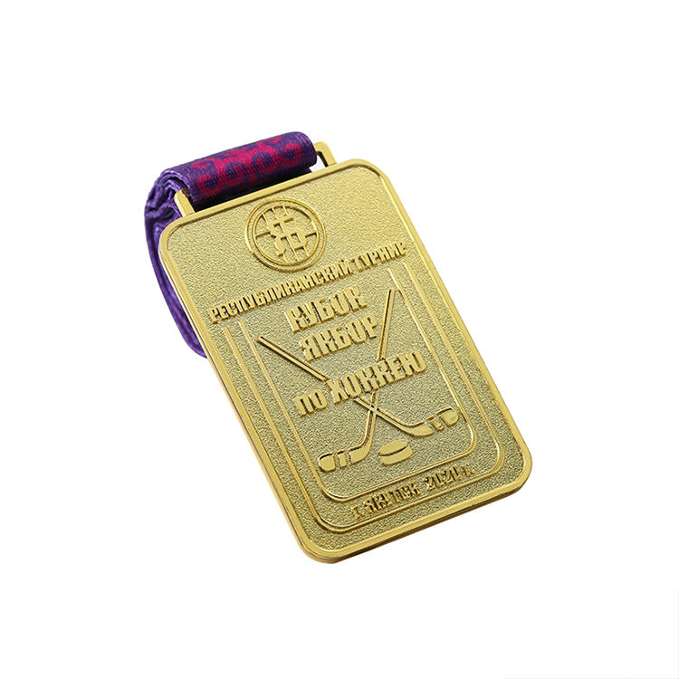Custom Gold Sports Medal square Hockey Medal