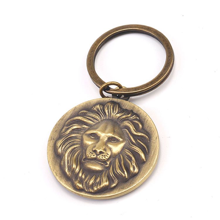 Gold 3d Animal Carving Metal lion Keychain/lion Key Chain