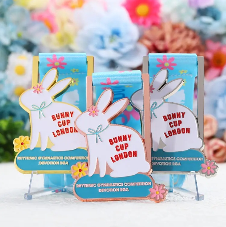 Custom Metal Competition Rhythmic Gymnastics pink Rabbit Medal