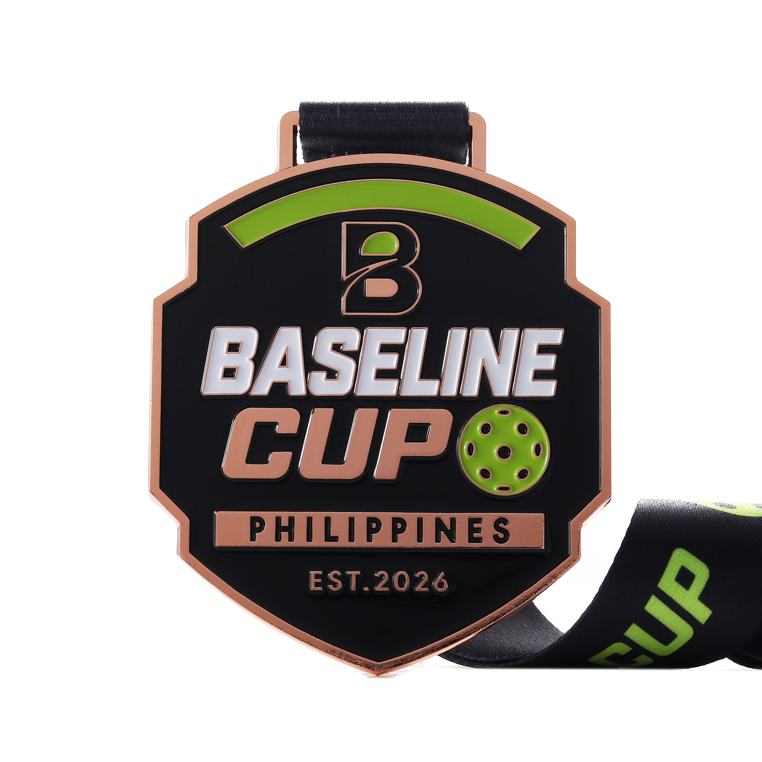 Custom Pickleball Medal, Baseline Cup Philippines Sports Award Medal, Zinc Alloy Enamel Medal with Ribbon
