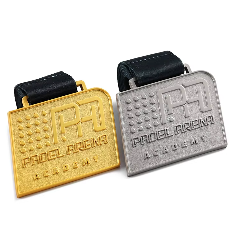 Custom Rectangle Medal Customize School Medal Gold Silver Taekwondo Judo 3D Zinc Alloy Gritty Effect Medals Custom Logo