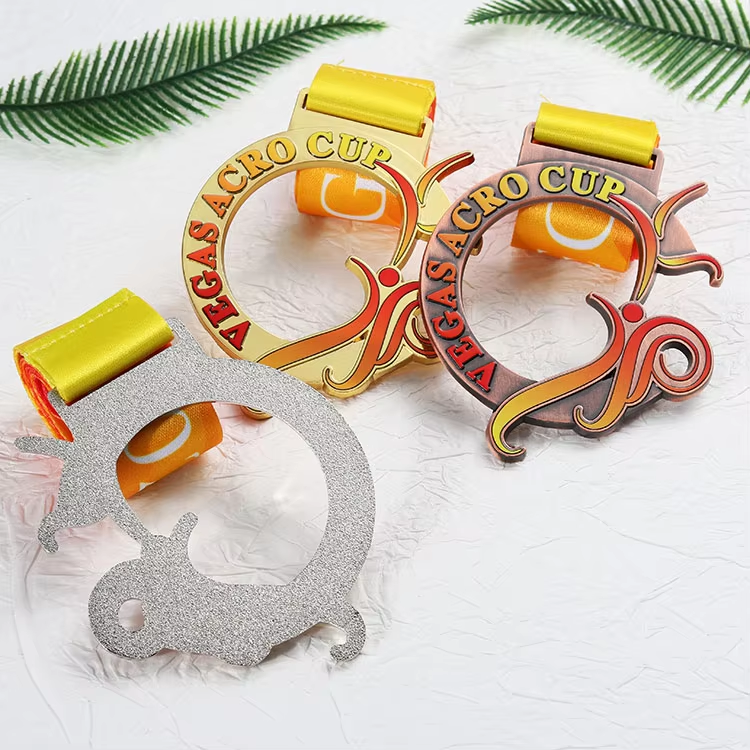 OEM Zinc Alloy Metal Sports Medals Custom Hollow 3d Uv Print Custom Gold Silver Bronze Award Softball Dance Medal with Ribbon