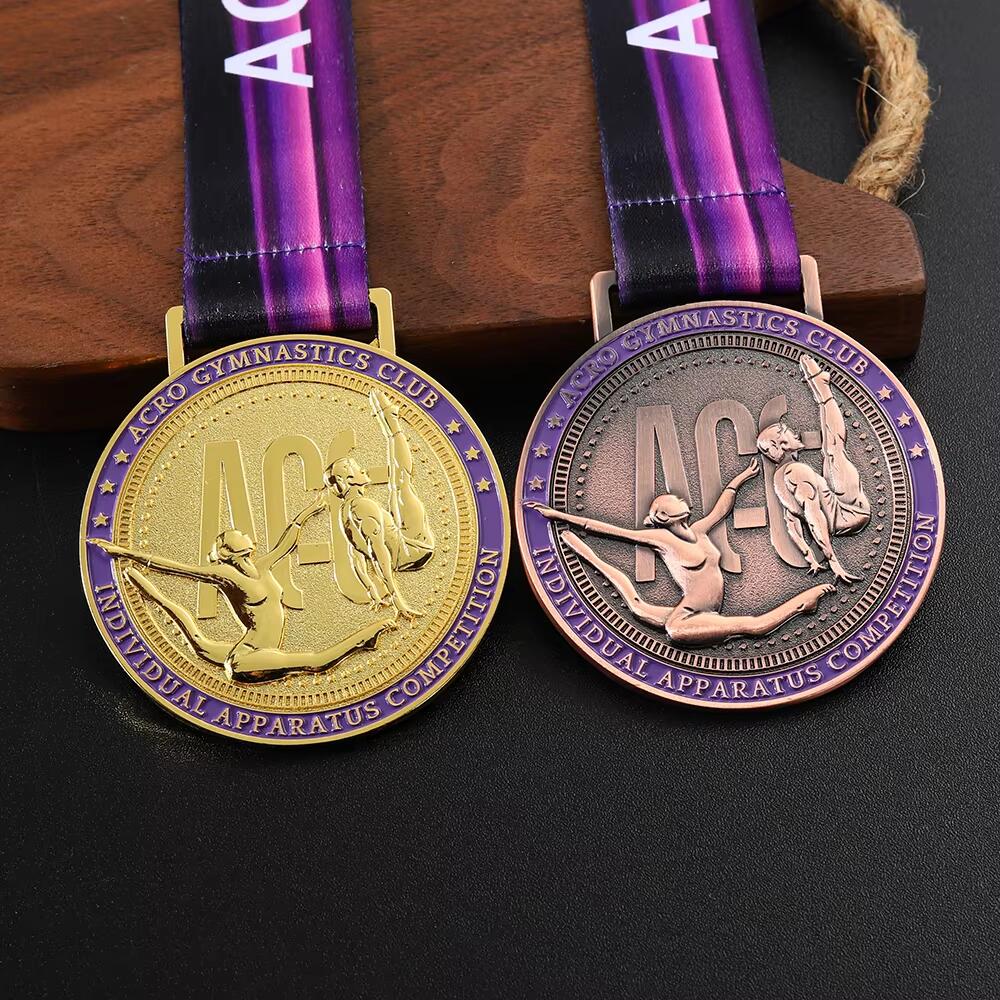 Dance Race Award Sport Rythmic Embossed 3d Custom Metal Gold Gymnastics Medals