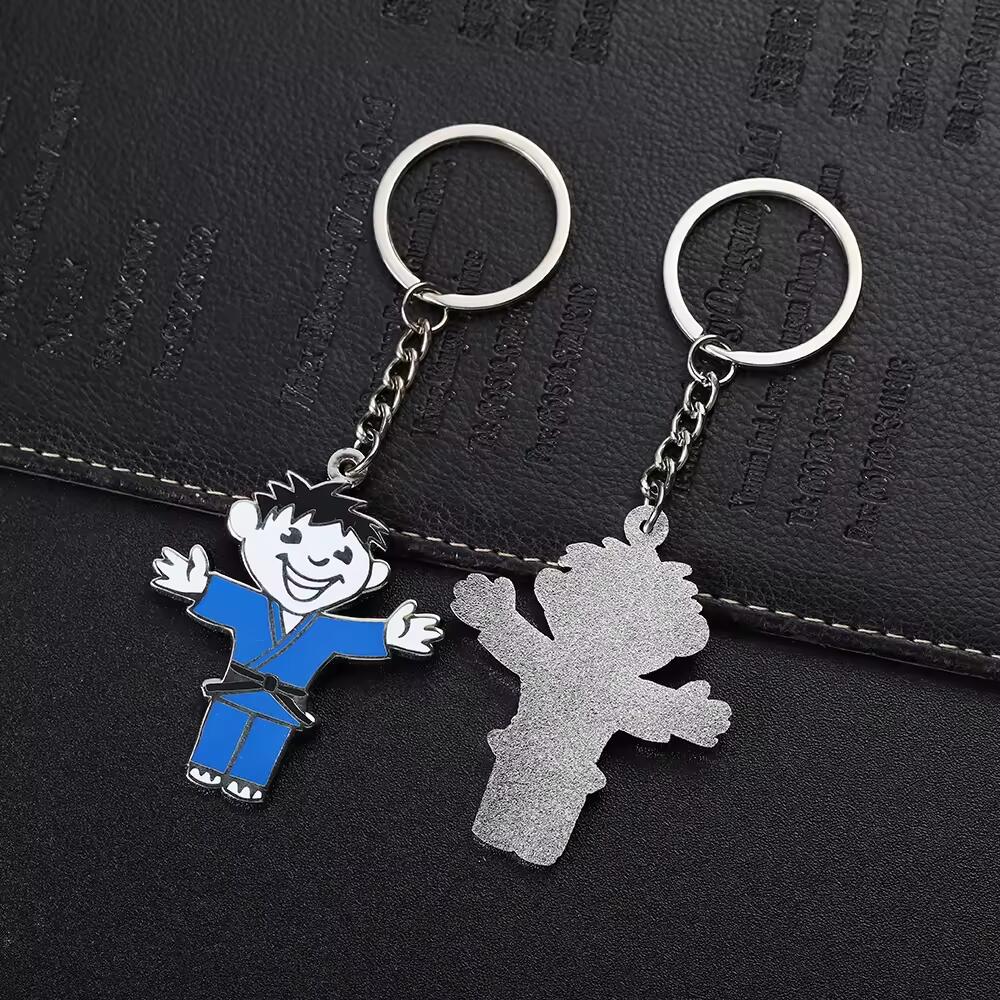 Custom Cartoon Hard Enamel Metal Mini Taekwondo Boy Keychain