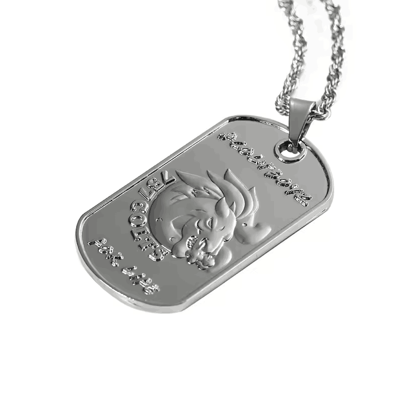 Custom 3d Embossed Silver Personalizada Zinc Alloy Metal Dragon Design Dog Tag