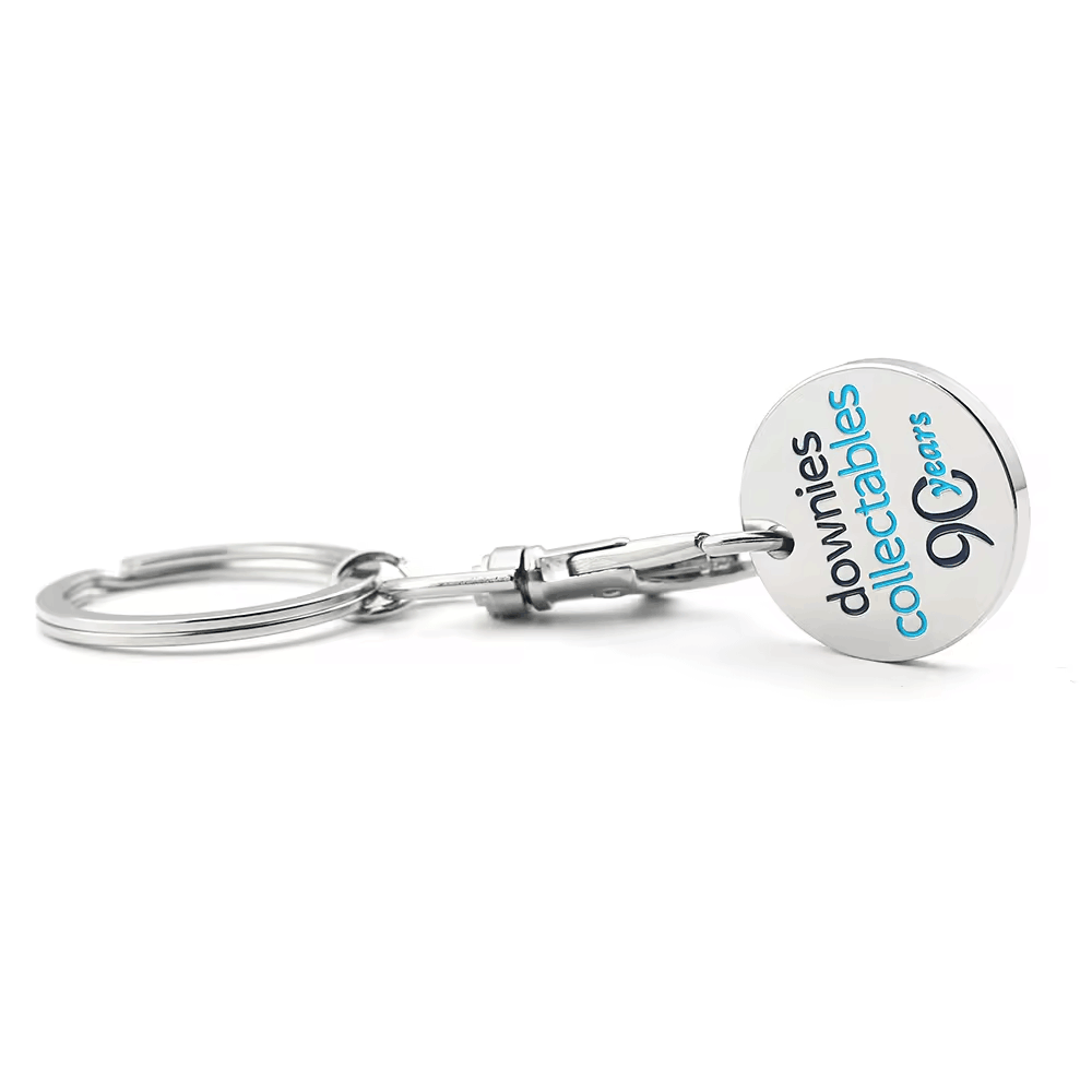 Custom Logo Design Metal Supermarket Shopping Trolley Coin Token Key Ring