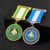Custom Gold Silver Logo Enamel Honor Medallion with Ribbon