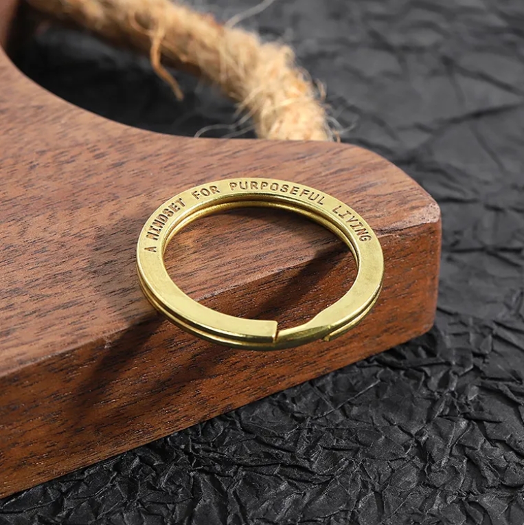 25mm 30mm Round DIY Flat Custom logo Metal Engraved Laser Stainless Steel Gold Plated Brass Split Key Ring