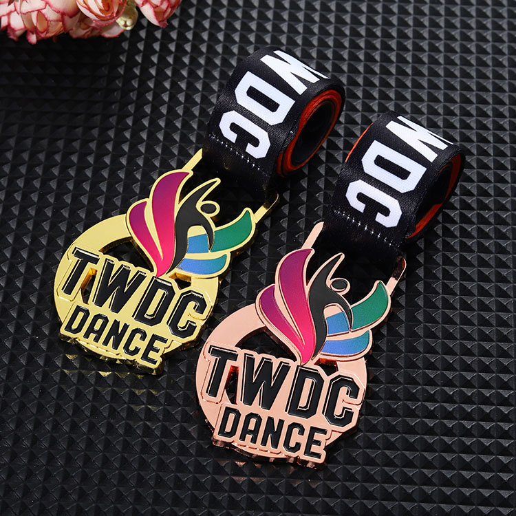Custom Logo Letter Enamel Zinc Alloy Metal Medals Sports Metal Gold Copper 2d 3D Dancing Dance Medal