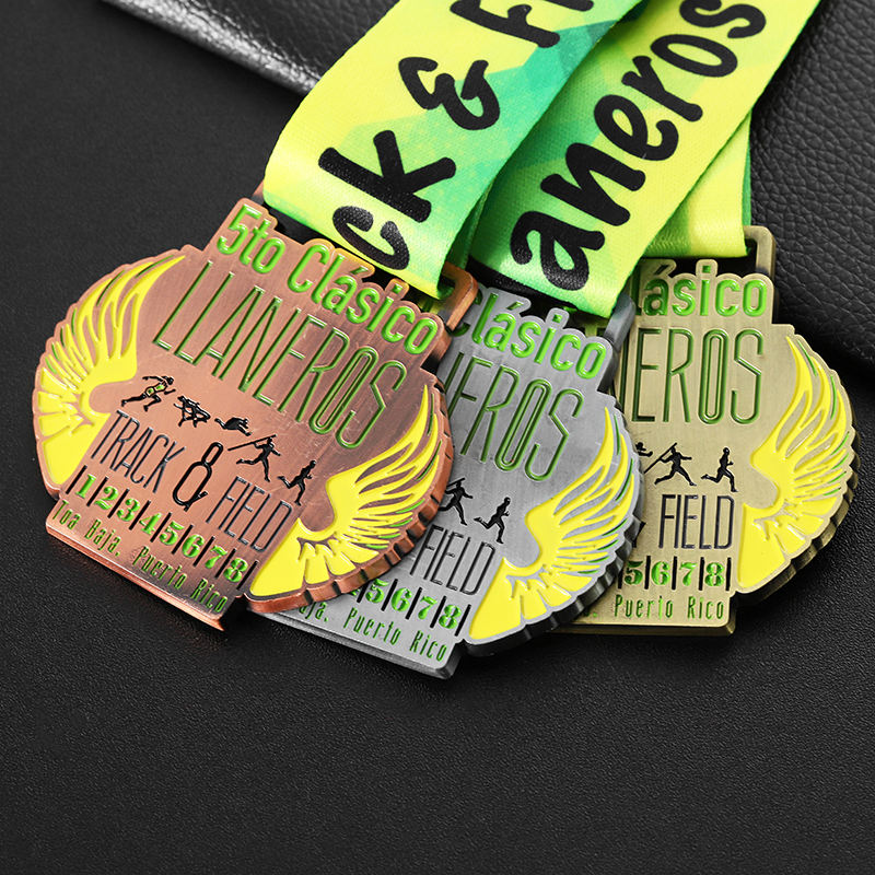 Custom Metal Sports Puerto Rico Track Field High Jump Hurdles Javelin Running Medals