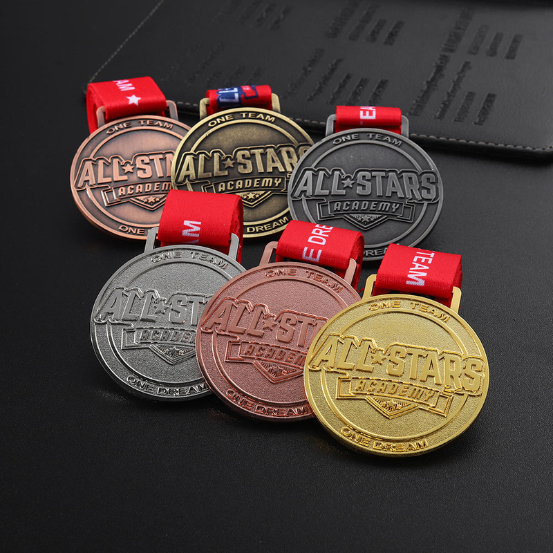 Custom Metal 6 Colors Gold Silver Copper Bronze Gun Black Silver Antique Copper Plated Medals