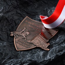 Custom Copper Metal Shield Shape 3d Embossed Building Templar Knight Medal
