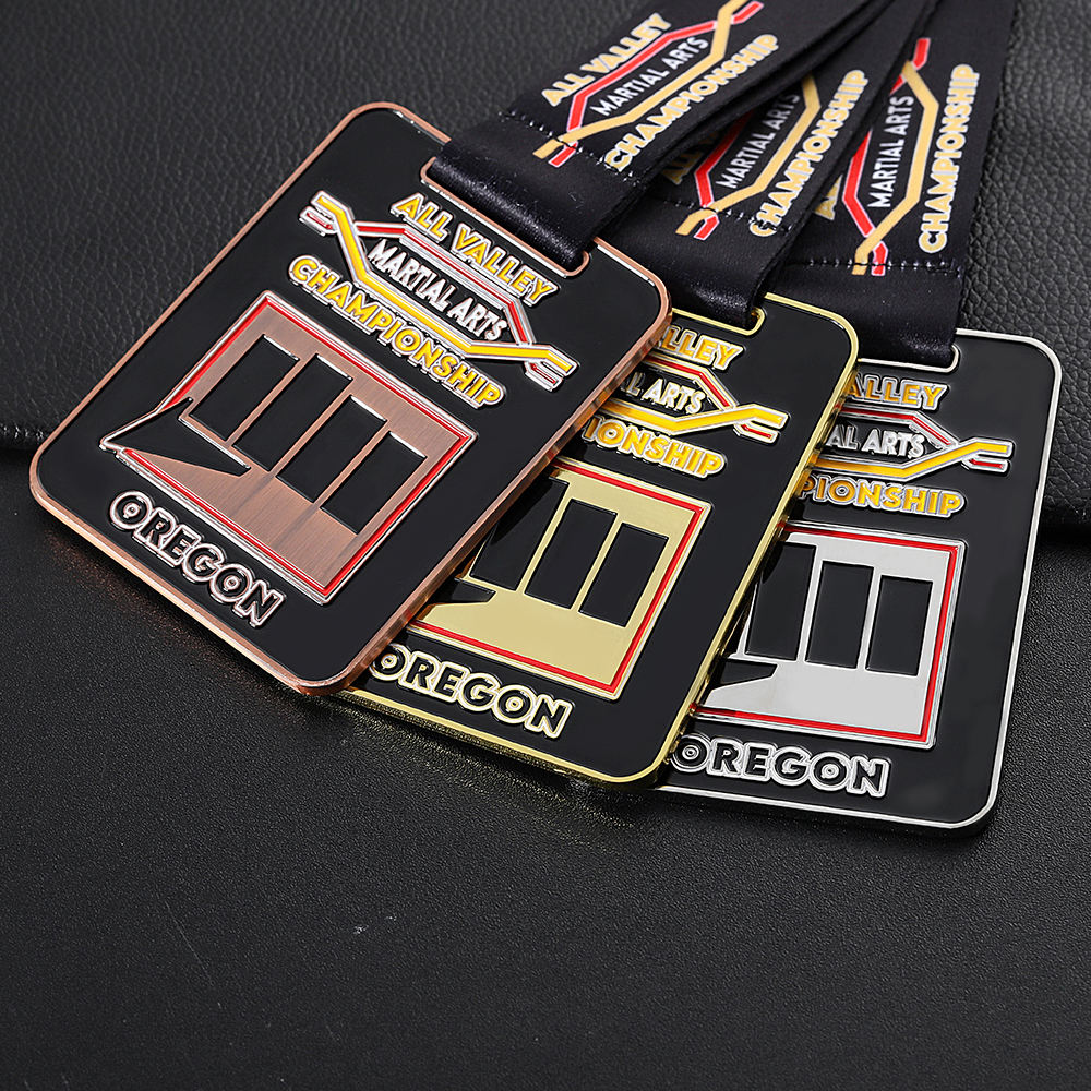 Martial Arts Championship Gold Copper Silver Custom square Design Sport Medals