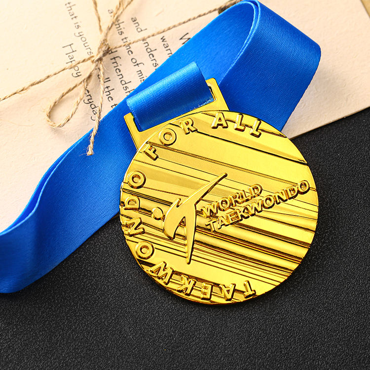 Custom Metal 3d Gold Plated Taekwondo Medals With Ribbon