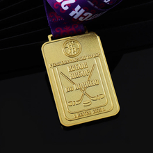 Custom Gold Sports Medal square Hockey Medal