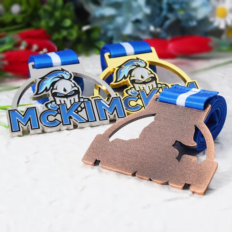 Personalized Custom Award Metal Hollow Zinc Alloy Grappling Taekwondo Bjj Ice Hockey Finisher Medal Medals Boxing with Ribbon