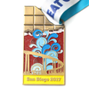 Unique medal shaped like a chocolate bar, with colorful enamel design showing San Diego - themed elements (bridge, waves). Inscribed “San Diego 2017” and paired with a “REAT C” ribbon. Ideal for comme