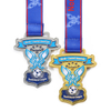 Custom Enamel Soccer Award Medal with Blue Ribbon Metal Gold Sliver Medal