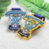 Custom Enamel Soccer Award Medal with Blue Ribbon Metal Gold Sliver Medal