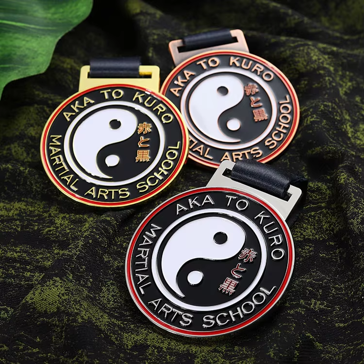 Gold Silver Bronze Award Medals Custom 3D Bagua Design Kids Medals Sports Judo Karate Taekwondo Martial Art Medals for School