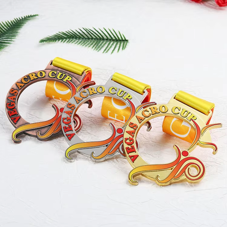 OEM Zinc Alloy Metal Sports Medals Custom Hollow 3d Uv Print Custom Gold Silver Bronze Award Softball Dance Medal with Ribbon