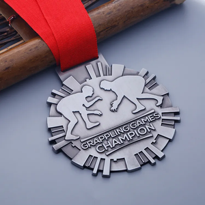 Design Your Own Custom Metal Sports 3d Embossed Silver Champion Grappling Award Judo Jiu Jitsu Wrestling Medals