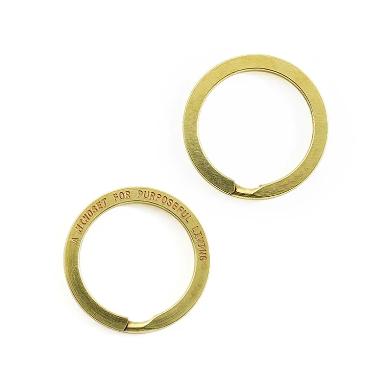 25mm 30mm Round DIY Flat Custom logo Metal Engraved Laser Stainless Steel Gold Plated Brass Split Key Ring