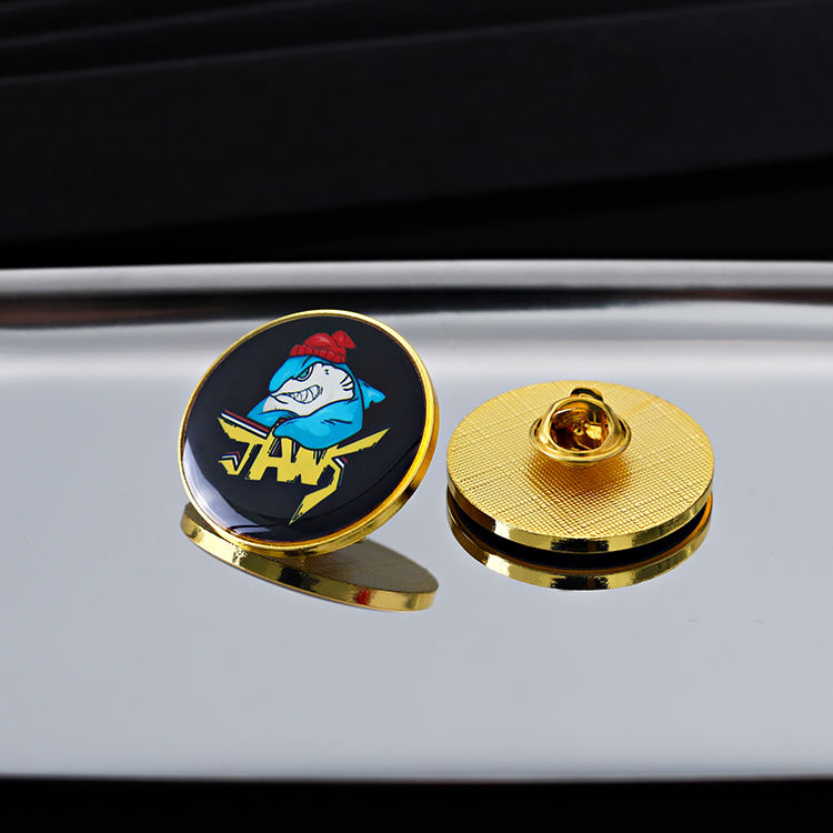 Cheap Gold Round Shape Lapel Pins Musical Blank No Mold Lapel Pins With rainbow Sticker