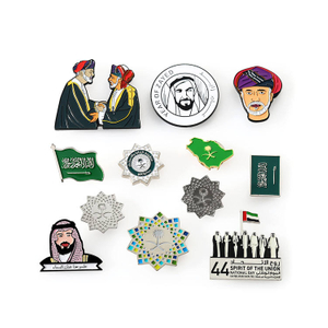 Custom Soft Enamel National Day Saudi Arabia Wholesale Metal Magnet Pin Badge