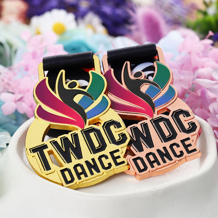 Custom Logo Letter Enamel Zinc Alloy Metal Medals Sports Metal Gold Copper 2d 3D Dancing Dance Medal