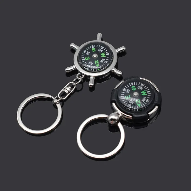 Wholesale Stock Cheap Customlogo Keychain Compass Metal Compass Keychain